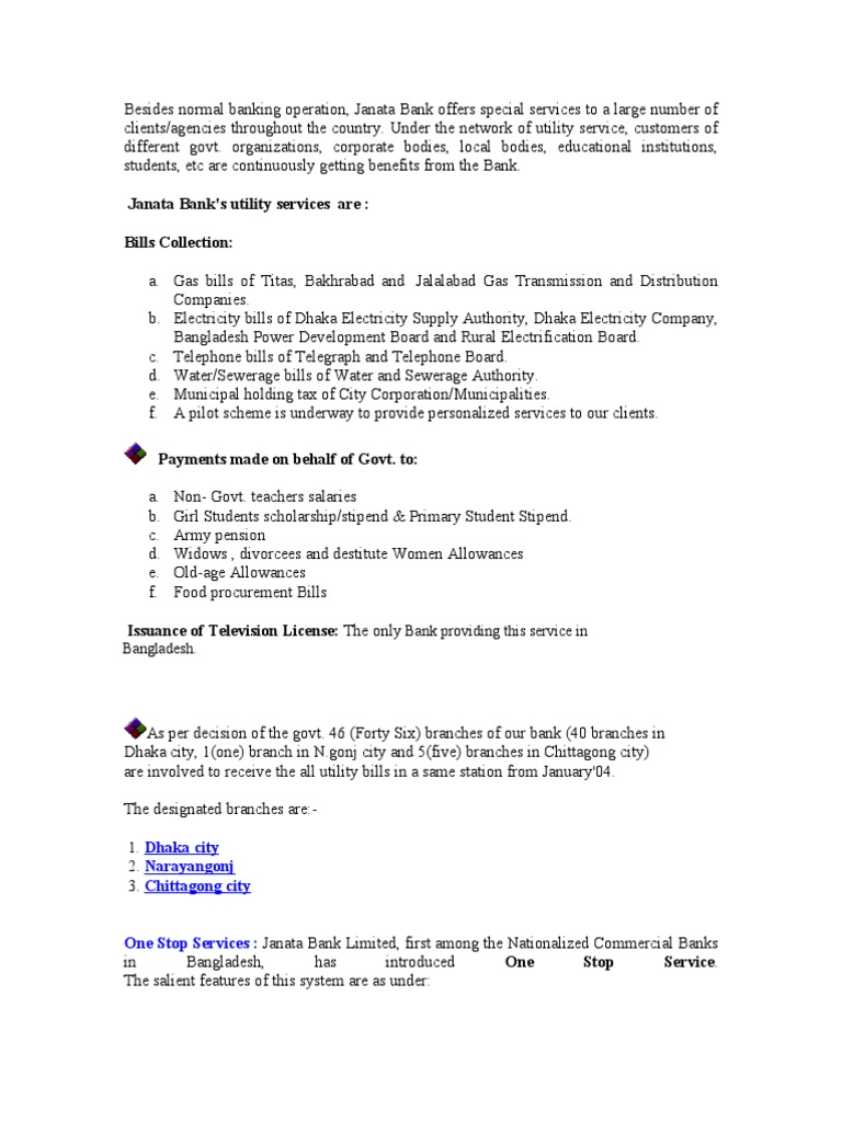 Features of Janata BAnk | Bangladesh | Dhaka