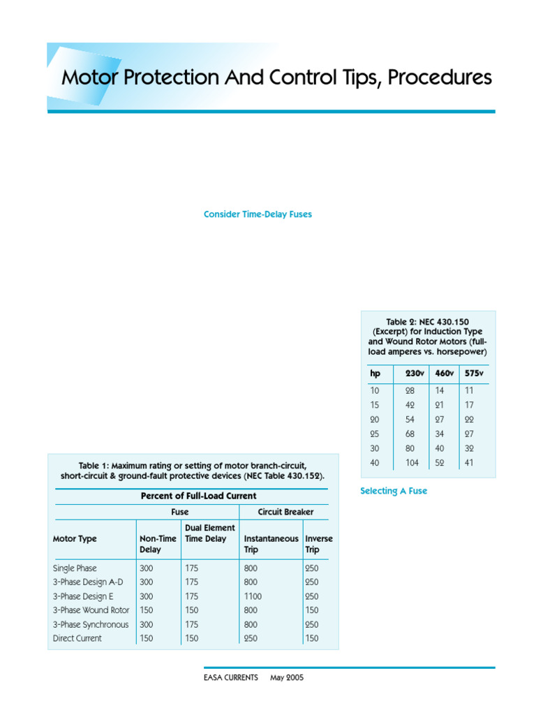 Motor Protection and Control Basics | PDF | Fuse (Electrical) | Relay