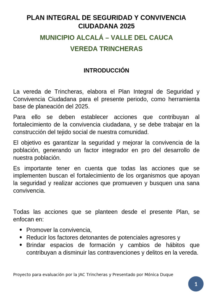 Plan de Seguridad y Convivencia 2025 Trincheras | PDF | Valores