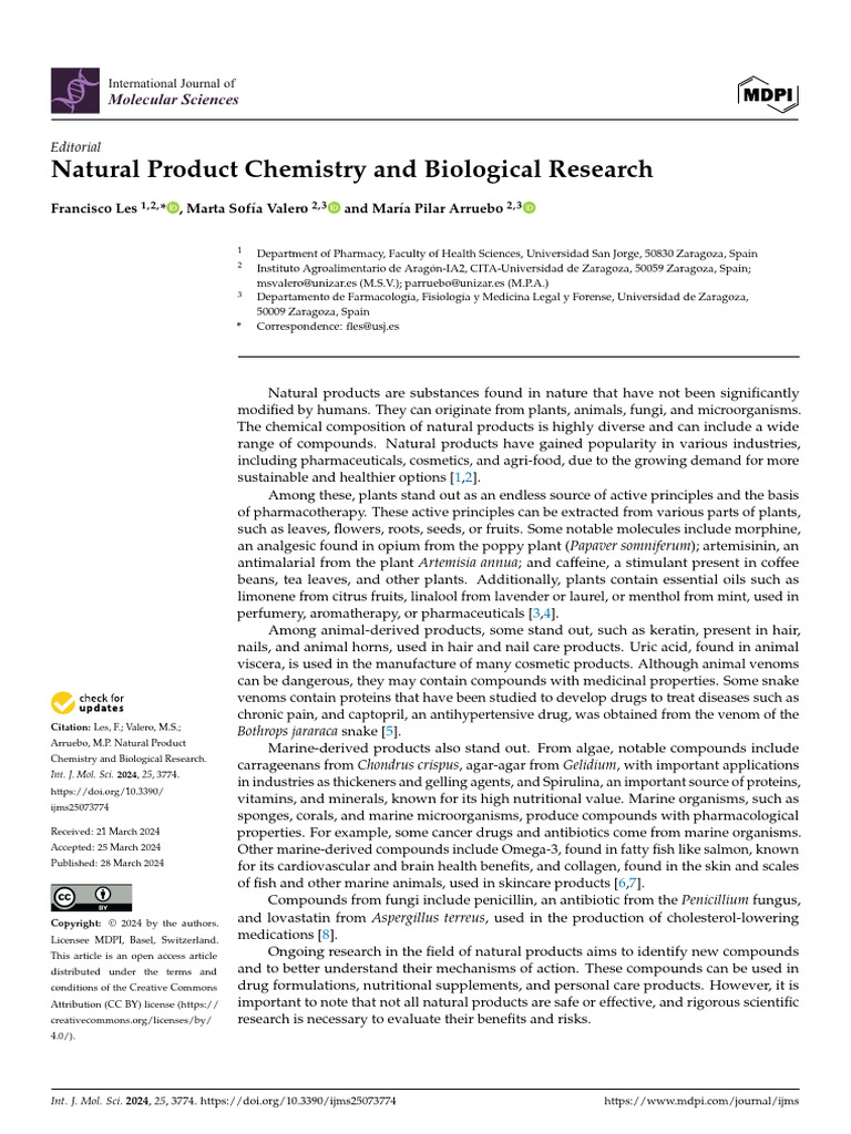 Natural Products in Chemistry Research | PDF | Natural Products