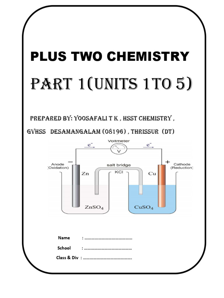Plus Two Chemistry: Units 1-5 Overview | PDF | Solubility ...