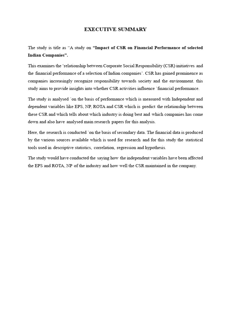 CSR's Impact on Indian Companies' Finances | PDF | Corporate Social ...