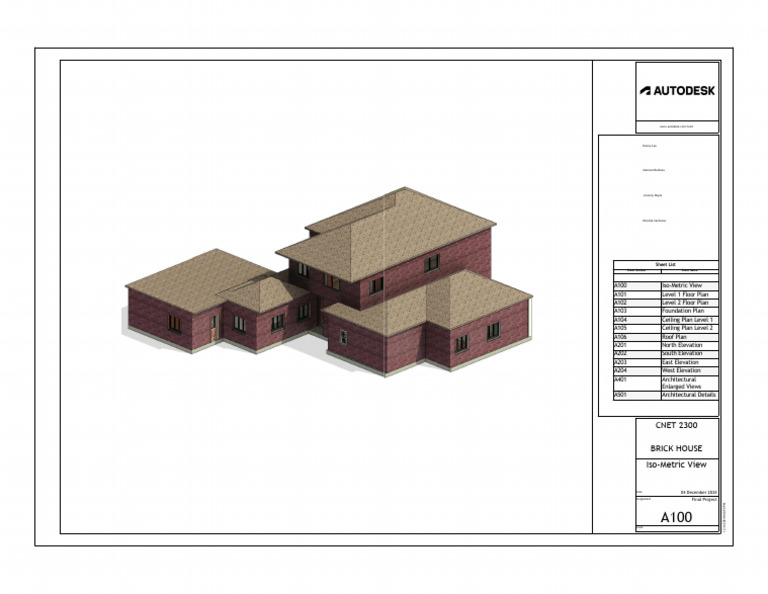 Revit Final Project: Brick House Plans | PDF