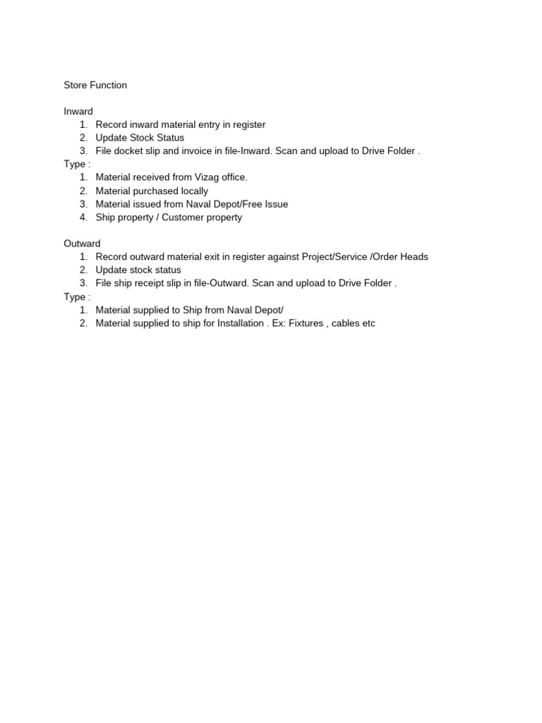 Inward and Outward Material Management | PDF