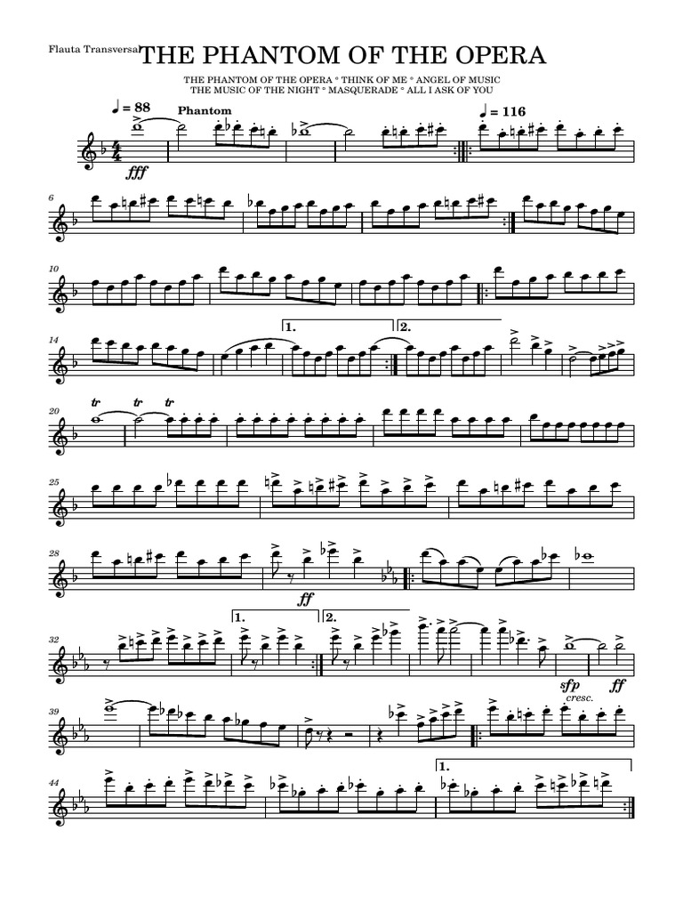 The Phantom of The Opera-Flauta Transversal-3 | PDF | Works About