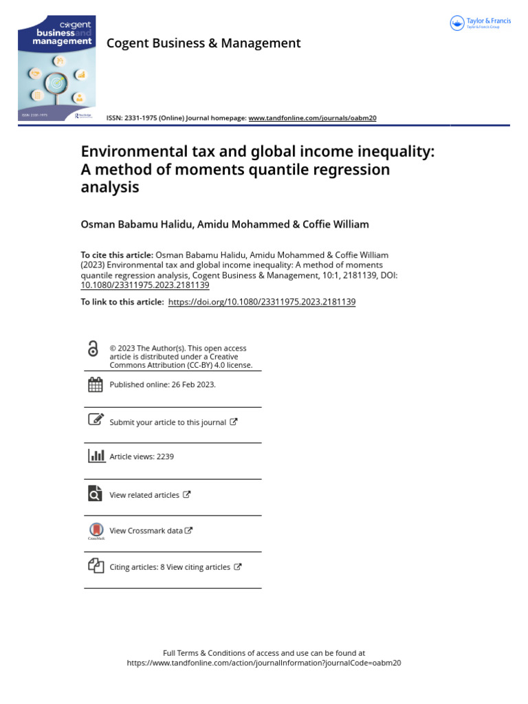 Environmental Tax and Global Income Inequality A Method of Moments ...