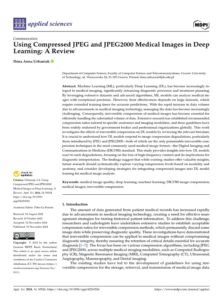 Deep Learning with Compressed Medical Images | PDF | Data Compression ...