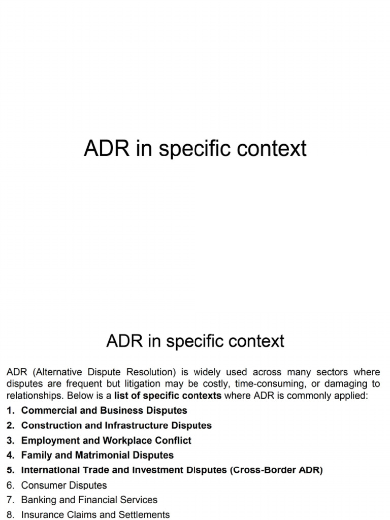 ADR in Specific Context | PDF