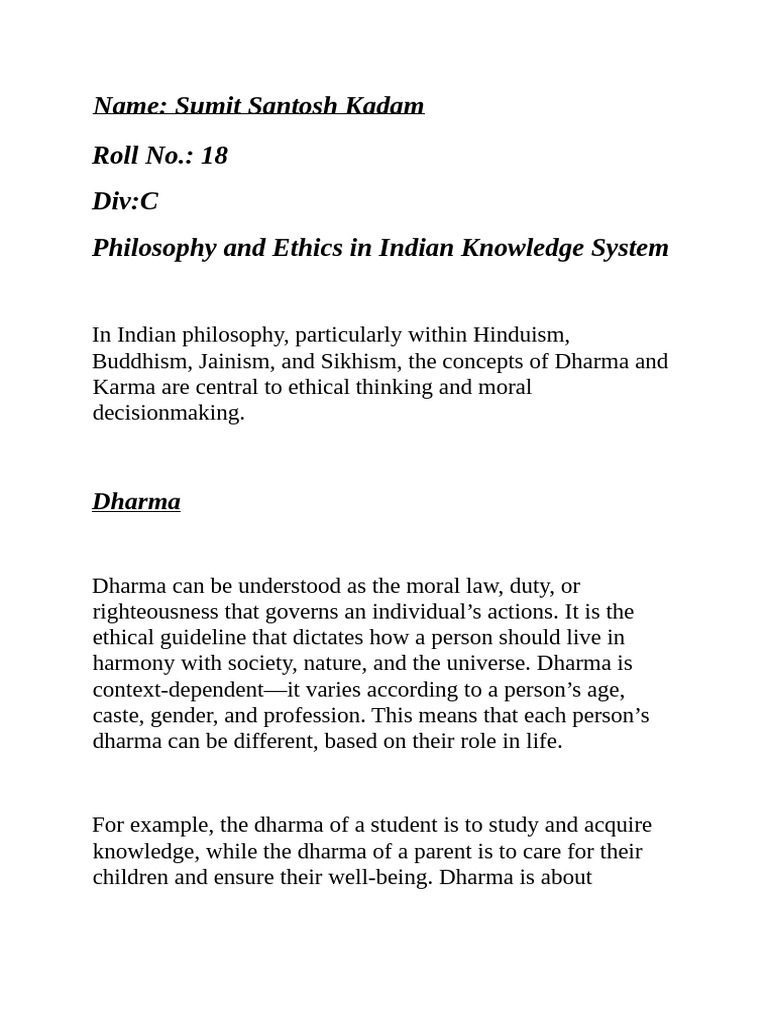 Dharma and Karma in Ethical Decision-Making | PDF | Dharma | Karma
