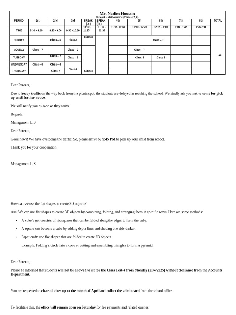 Creating a Class Schedule in MS Word | PDF | Shape