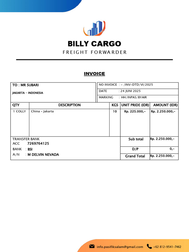 Invoice for Freight Forwarding Services | PDF