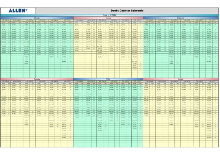Allen: Doubt Counter Schedule | PDF