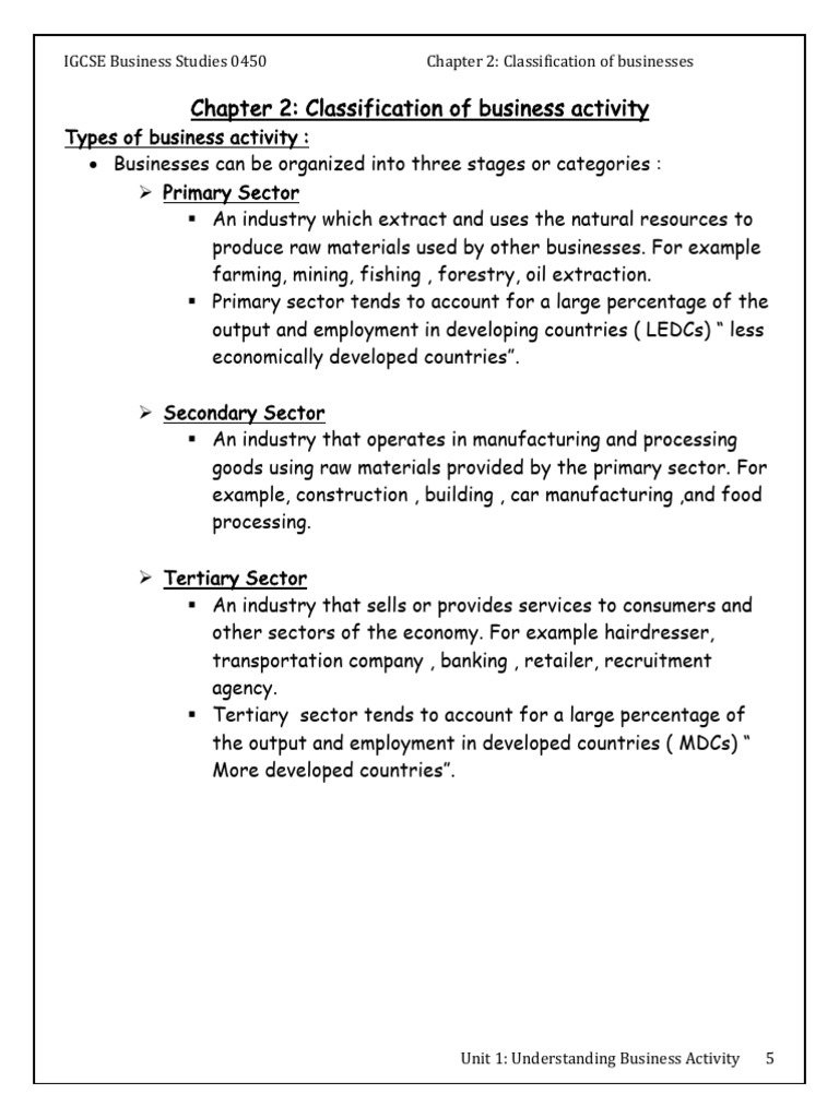 Chapter 2 Business Activity | PDF | Developing Country | Profit (Economics)