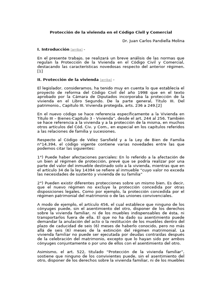 Protección de la Vivienda Familiar en el Código Civil | PDF | Propiedad ...