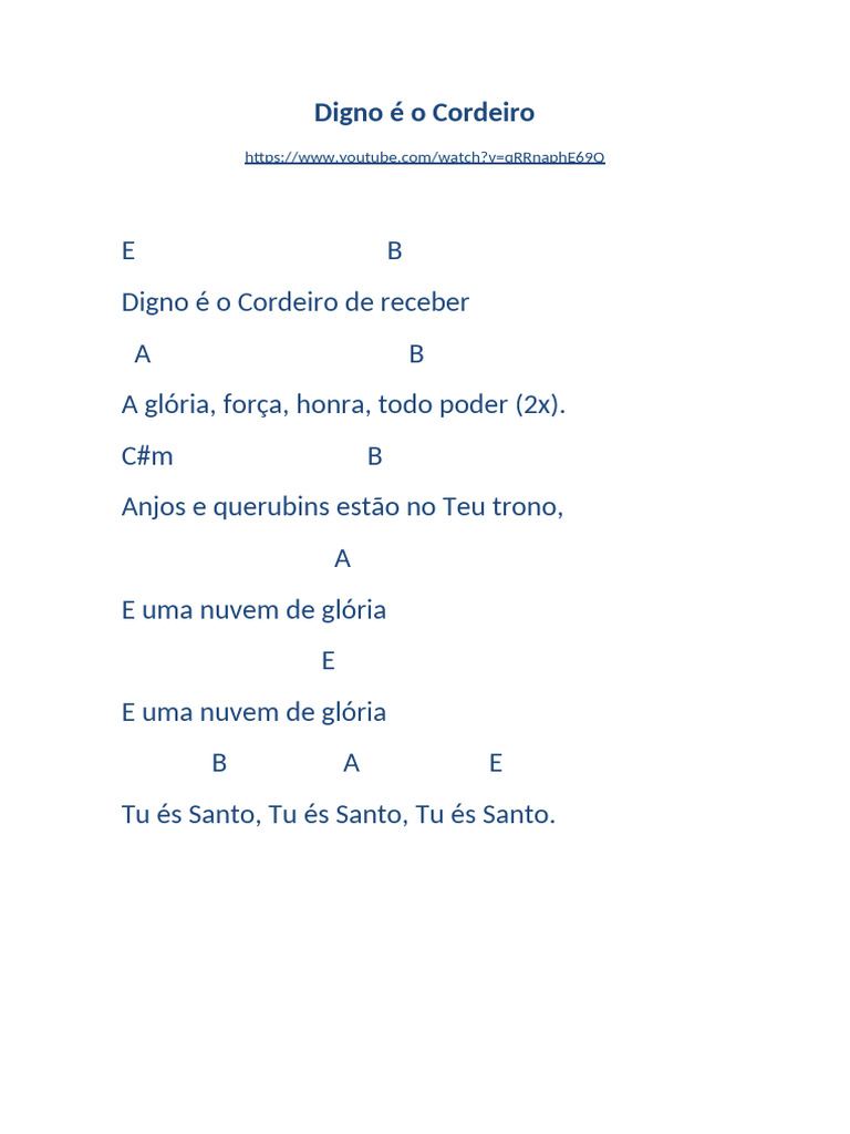 Cifra: Digno é o Cordeiro | PDF
