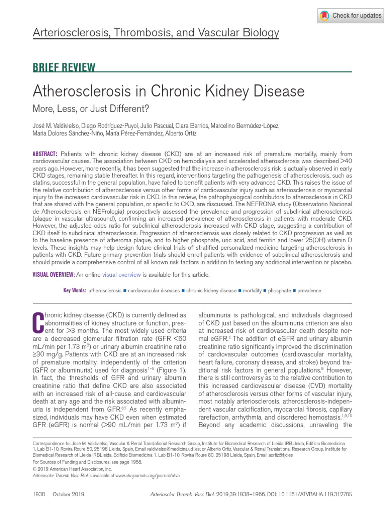 Atherosclerosis in Chronic Kidney Disease | PDF | Atherosclerosis ...