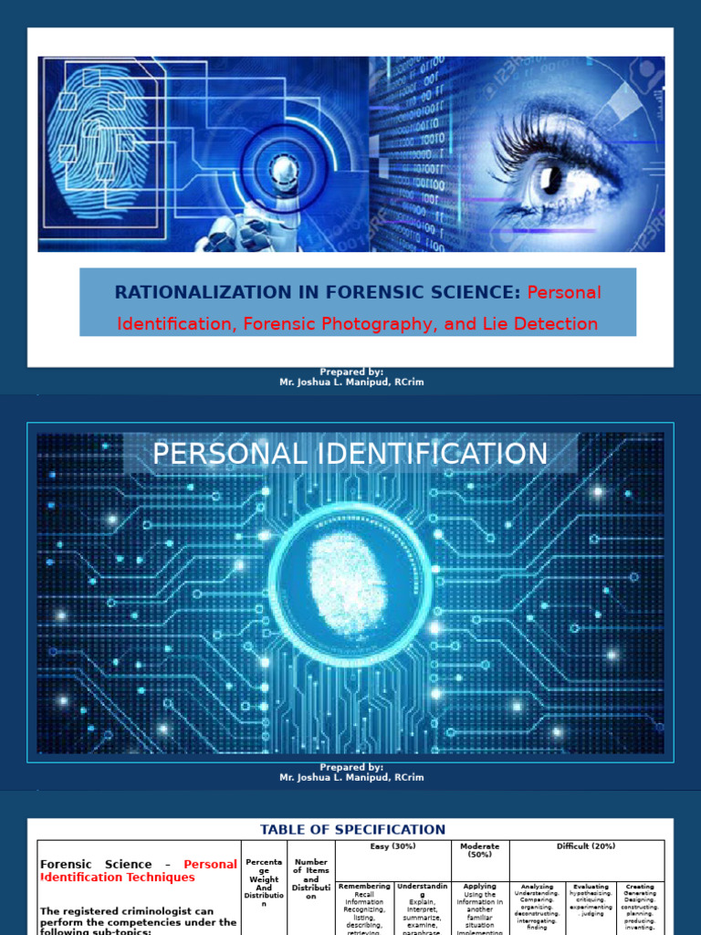 Forensic Science: Personal Identification Techniques | PDF ...