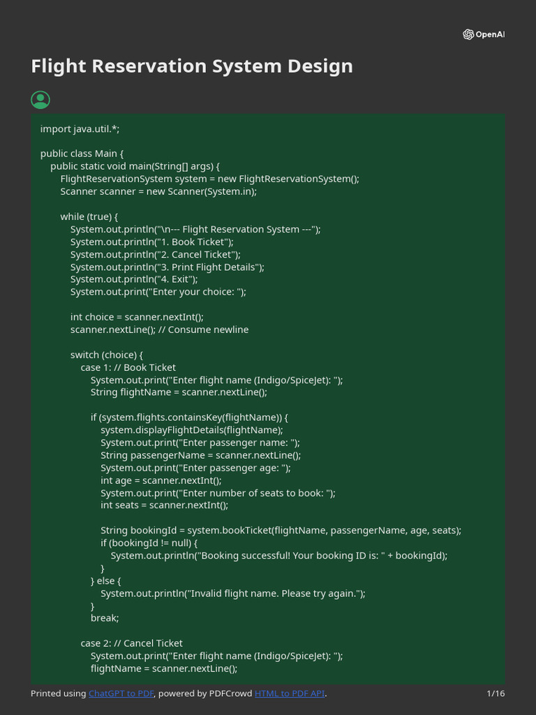 Java Flight Booking System Design | PDF | Java (Programming Language ...