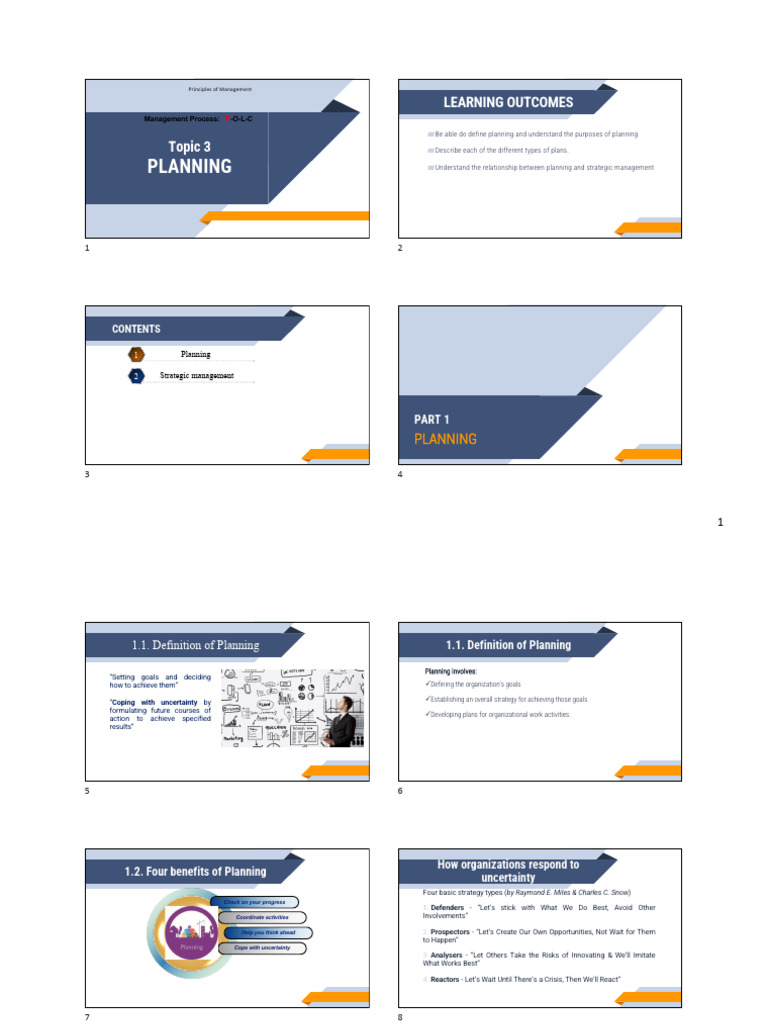 (Handout) Topic 3 - Planning | PDF | Goal | Strategic Management