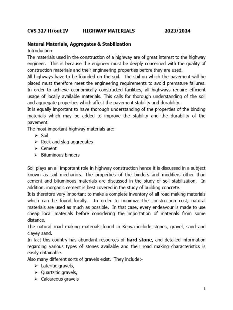Highway Construction Materials in Kenya | PDF | Road Surface | Road