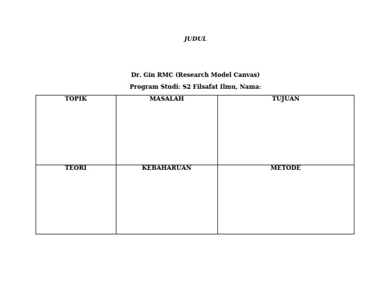 Tabel RMC untuk Riset Model Canvas | PDF