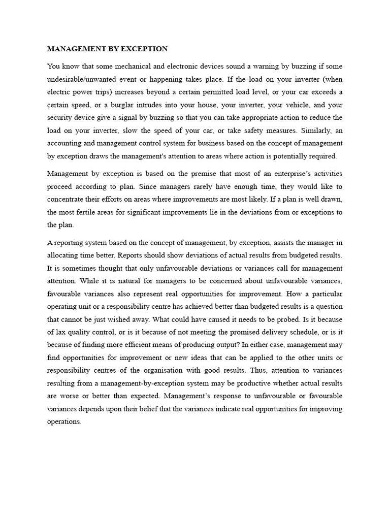 Management by Exception | PDF