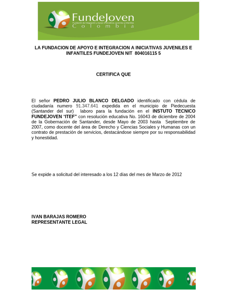 Certificado ITEF | PDF