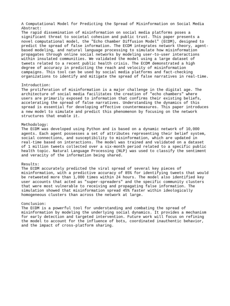 Predicting Misinformation Spread Model | PDF | Social Media | Popular ...