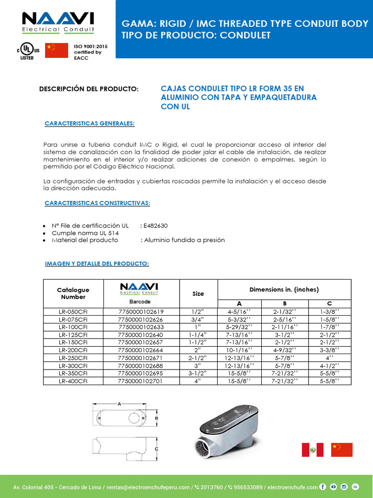 Condulet Tipo LR Form 35 en Aluminio | PDF | Bienes manufacturados ...