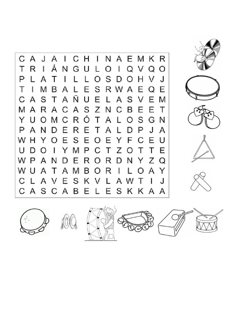 Sopa de Letras Instrumentos de Percusion | PDF