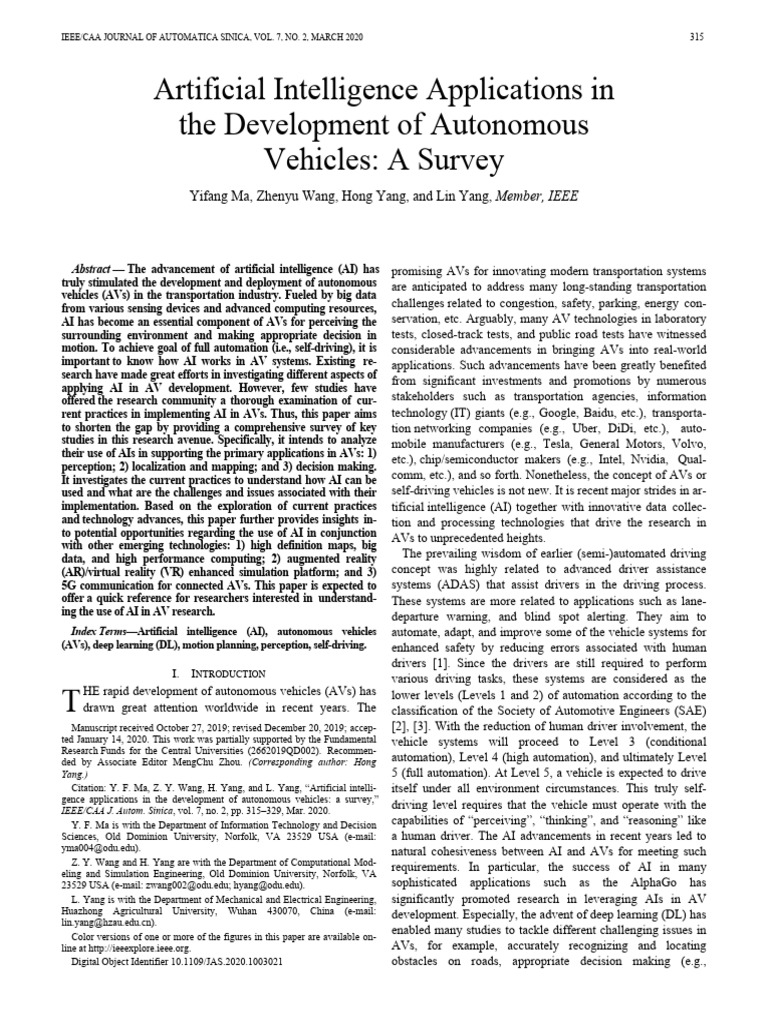 AI in Autonomous Vehicle Development | PDF | Artificial Intelligence ...