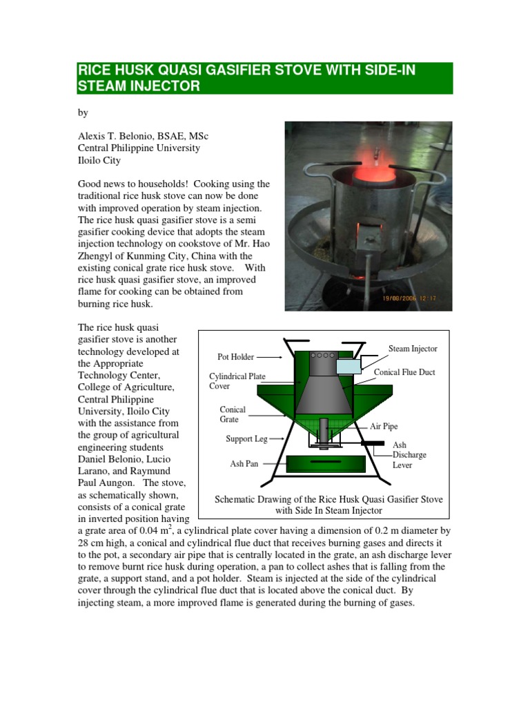 Rice Husk Quasi Gasifier Stove PDF Stove Energy Technology