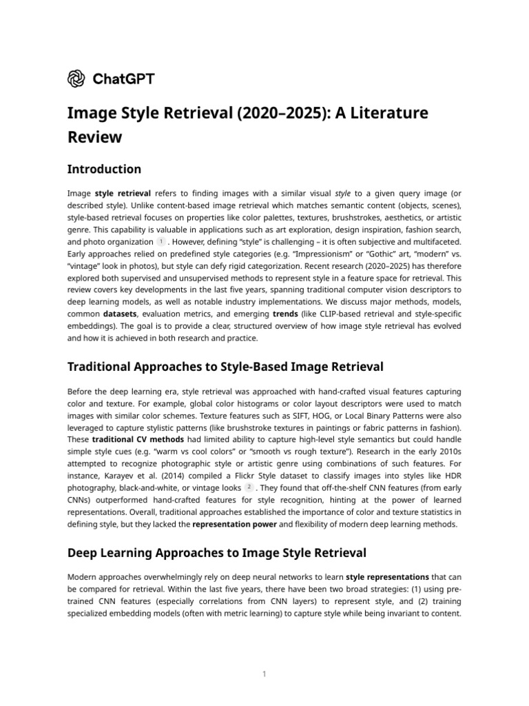 Image Style Retrieval: A 2020-2025 Review | PDF | Information Retrieval ...