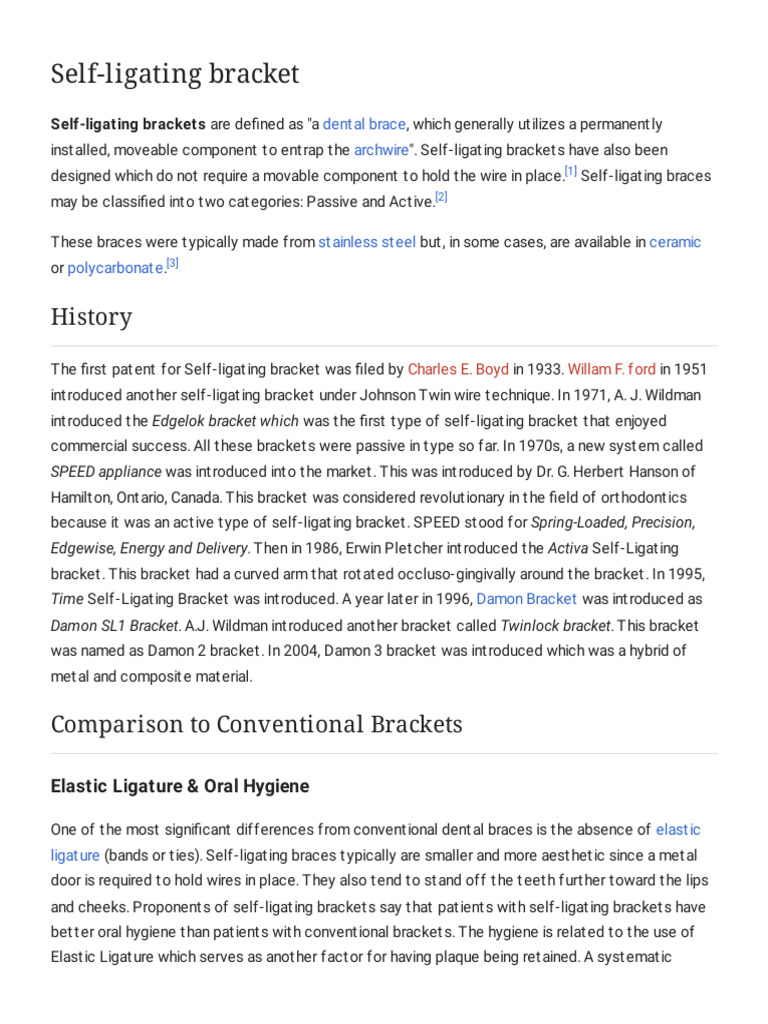 Evolution of Self-Ligating Brackets | PDF | Dentistry Branches ...