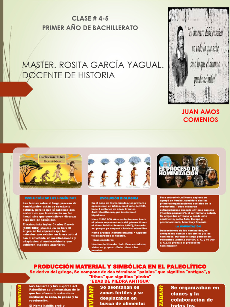 Origen de La Humanidad Clase 4-5 1er Historia | PDF | Evolución humana ...