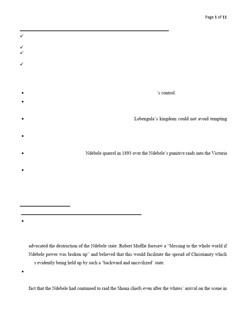 Causes of the Anglo-Ndebele War | PDF | Zimbabwe