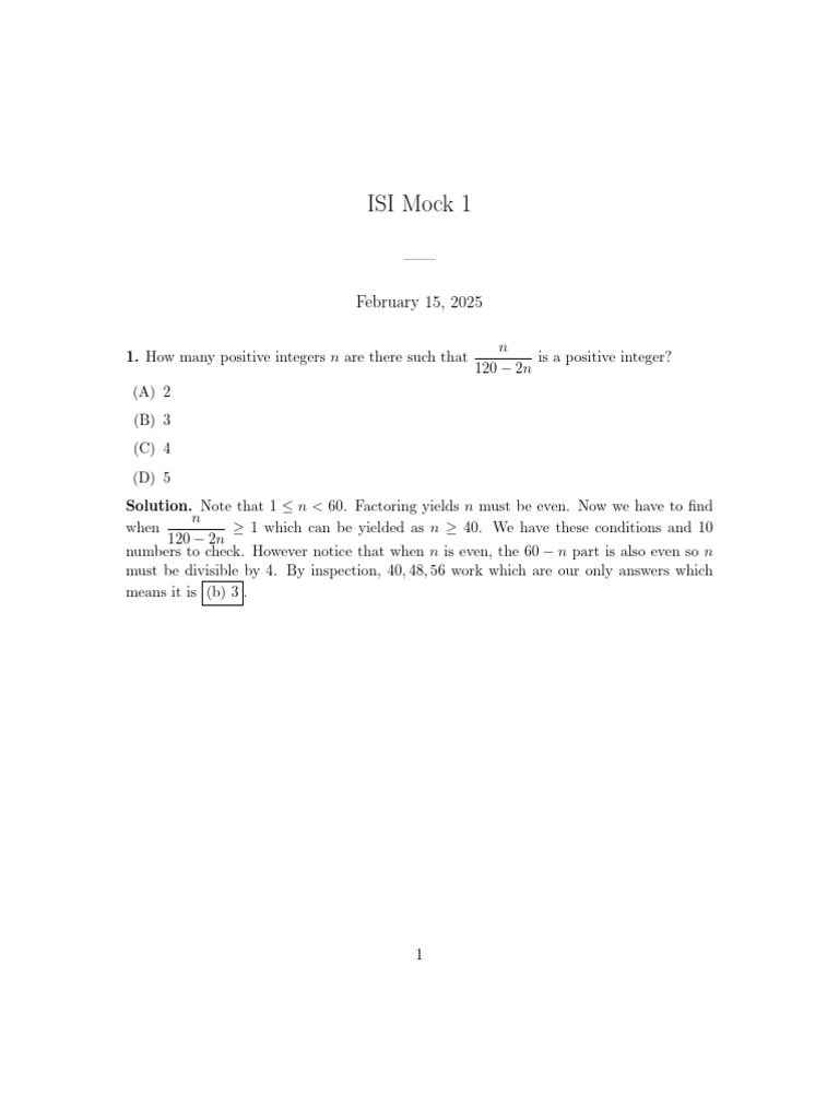 Positive Integer Solutions and Remainders | PDF | Prime Number ...