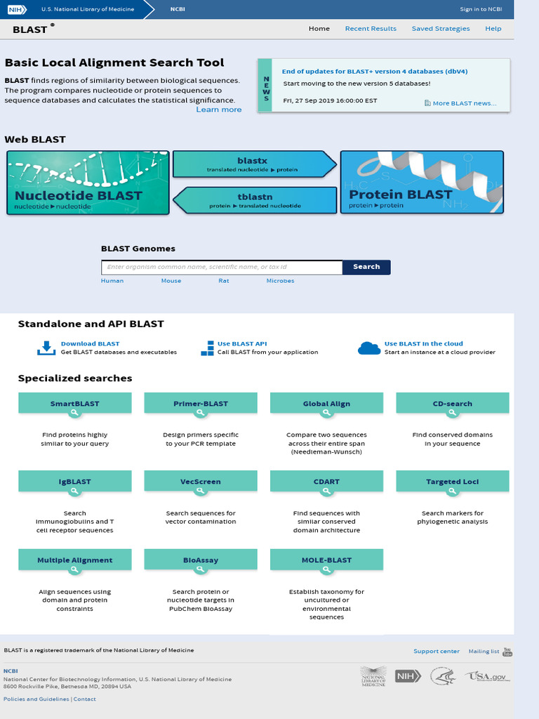 BLAST: Basic Local Alignment Tool | PDF | National Center For ...