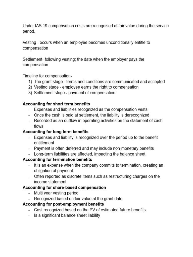 IAS 19: Employee Compensation Accounting | PDF | Employee Stock Option ...