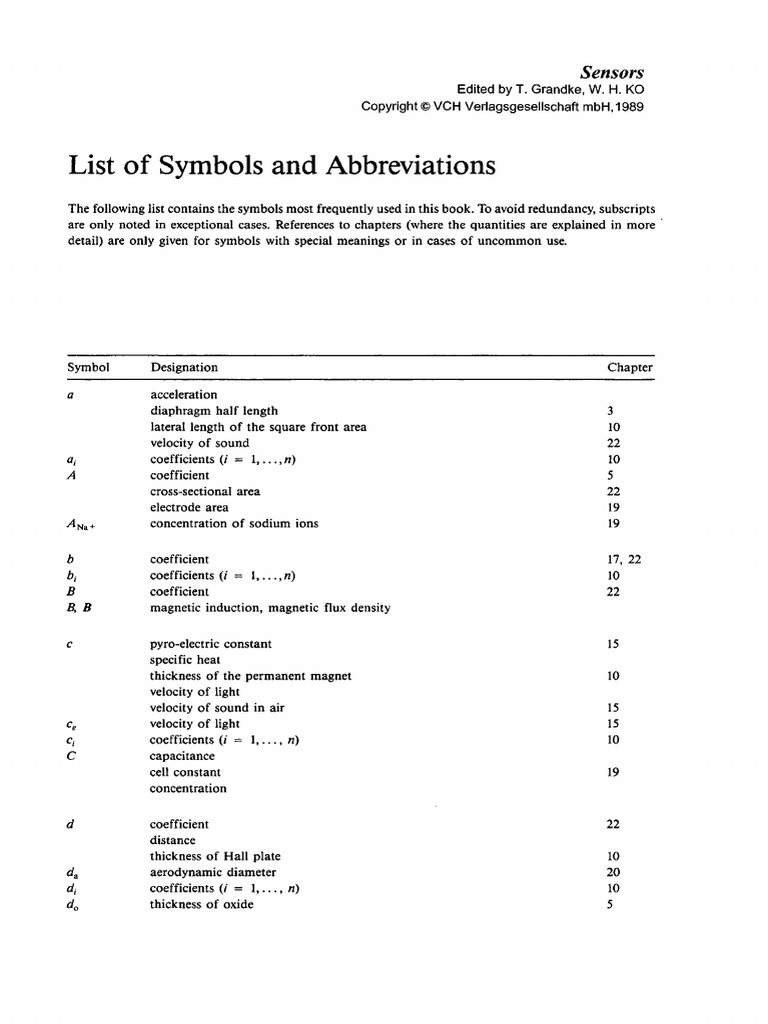 Sensors Set - 1995 - Göpel - List of Symbols and Abbreviations | PDF ...