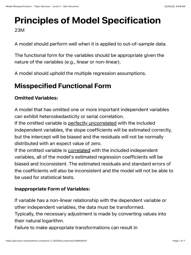 Model Misspecification - Topic Reviews - Level II - Salt Solutions ...