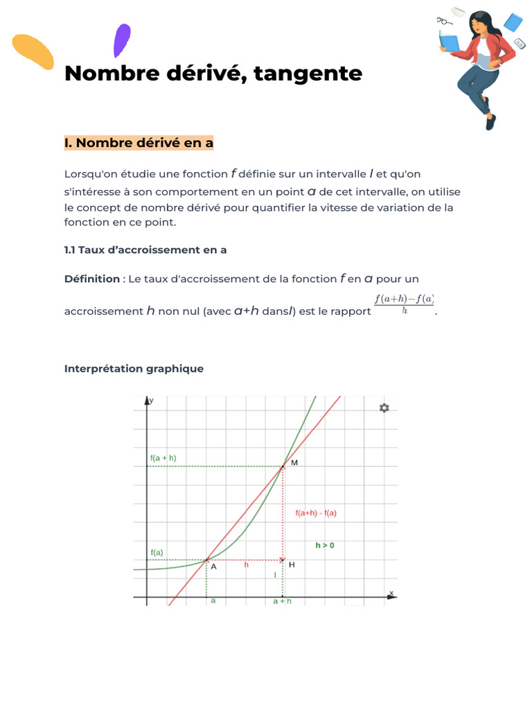 Nombre dérivé et tangente en a | PDF | Tangente (géométrie) | Mathématiques