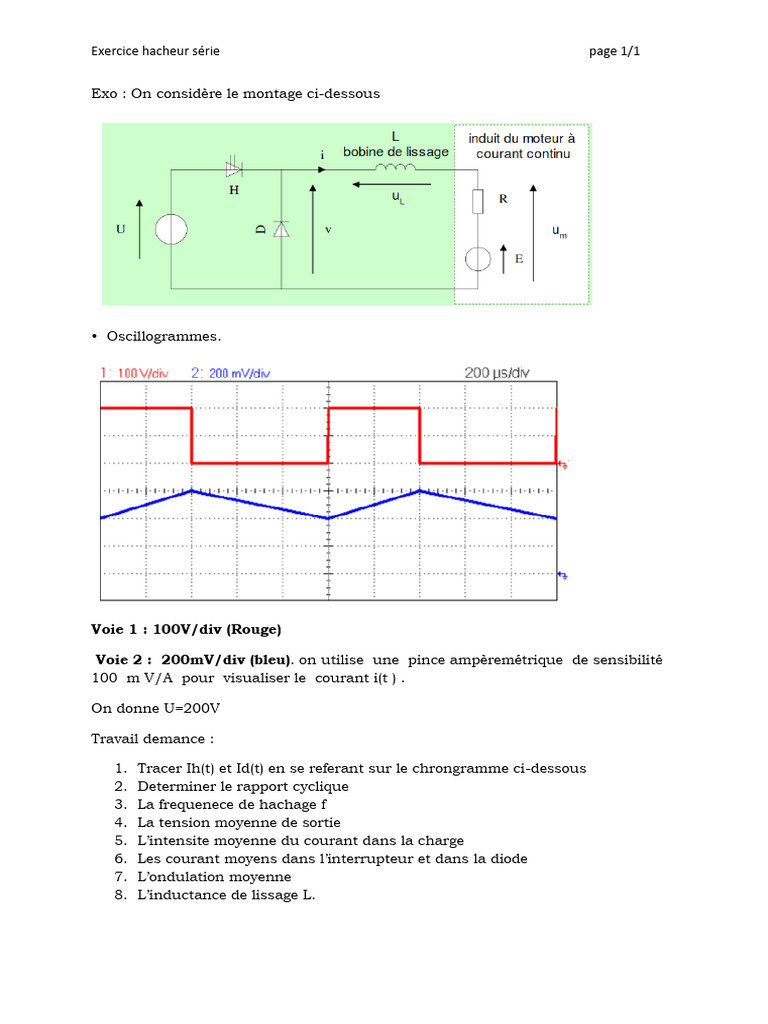 Exercice sur le hacheur série | PDF