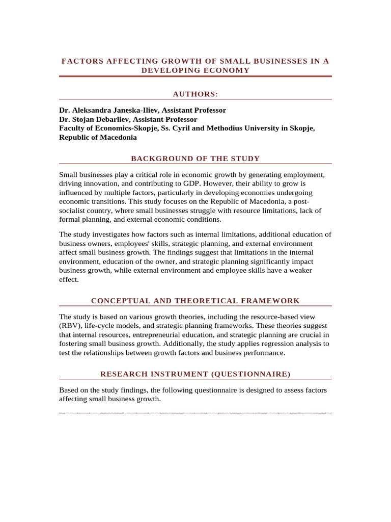 Growth Factors for Small Businesses | PDF | Employment | Economic Growth