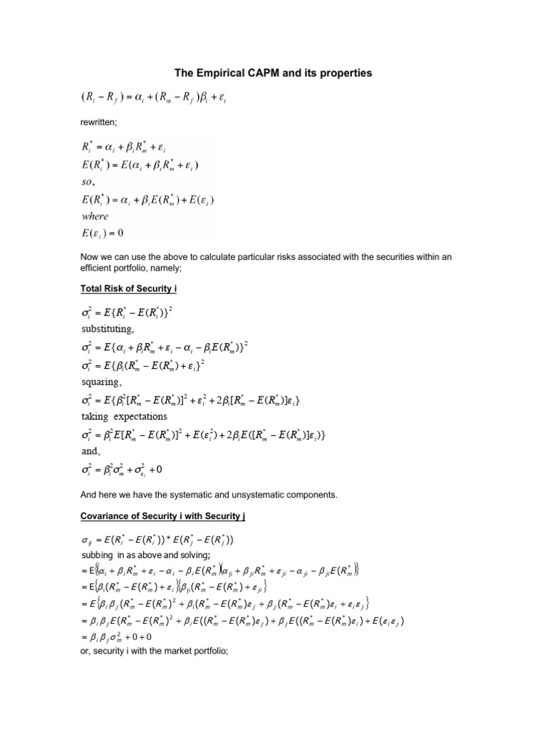 Understanding the Empirical CAPM | PDF