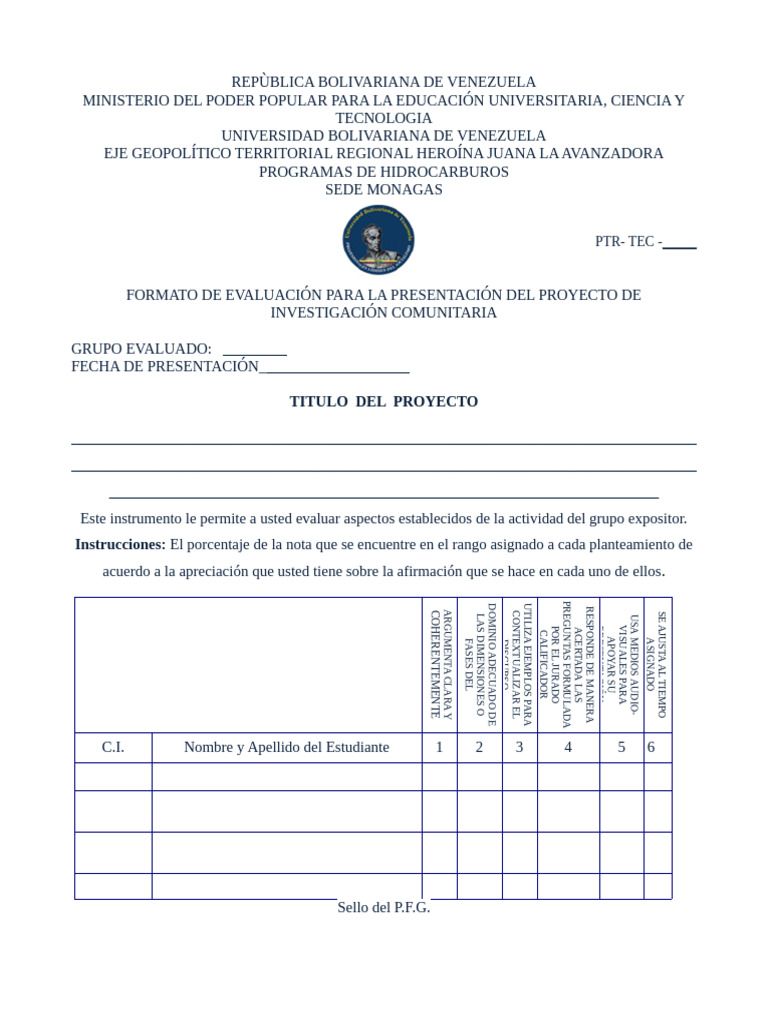 Formato de Evaluación Ptr-Tec-0 | PDF