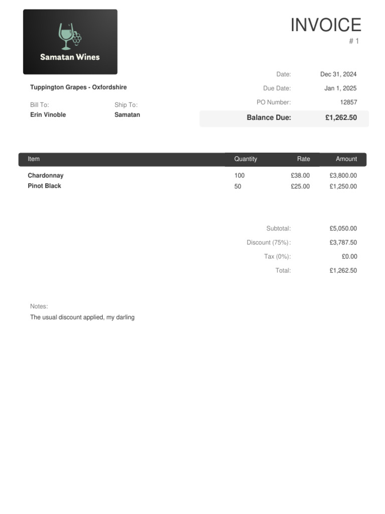 Erin Invoice | PDF