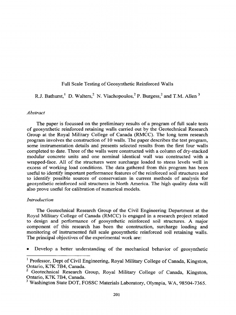 Full-Scale Testing of Reinforced Walls | PDF | Geotechnical Engineering ...
