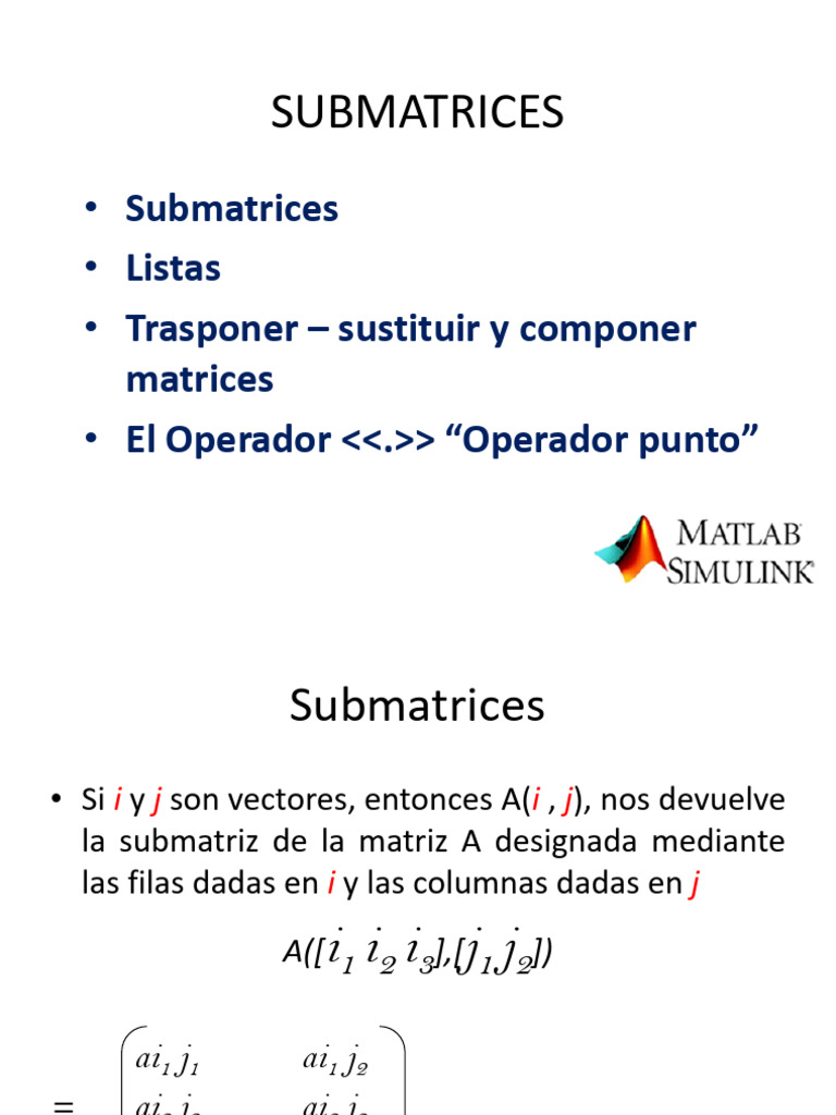 Práctica 3 - Submatrices | PDF | Matriz (Matemáticas) | Física Matemática