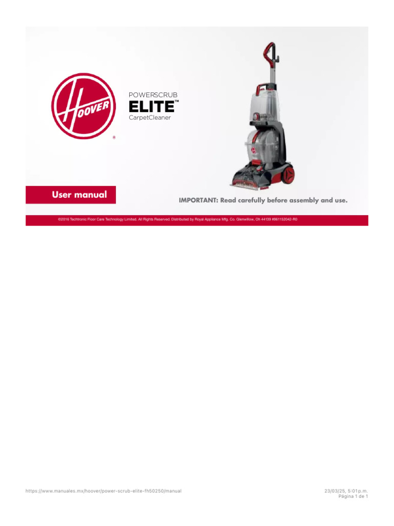 Hoover Power Scrub Elite Manual
